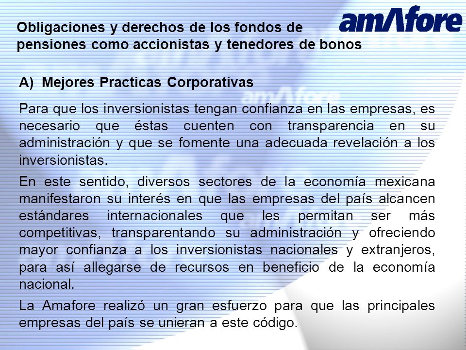 Obligaciones y derechos de los fondos de pensiones como accionistas y tenedores de bonos