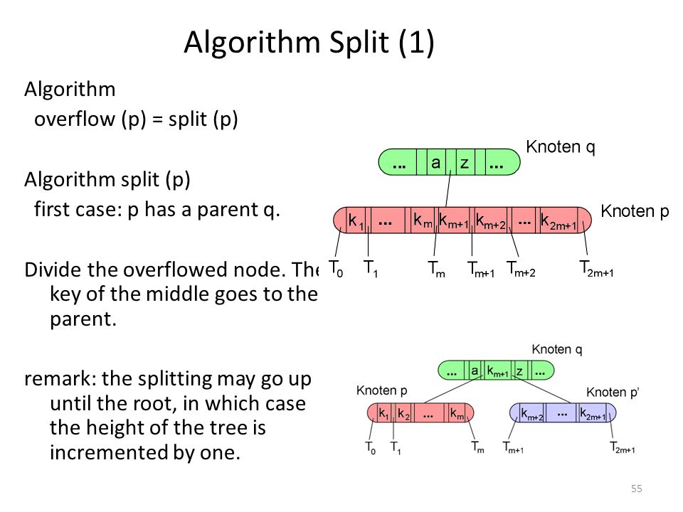 Algorithm Split (1) Algorithm overflow (p) = split (p)