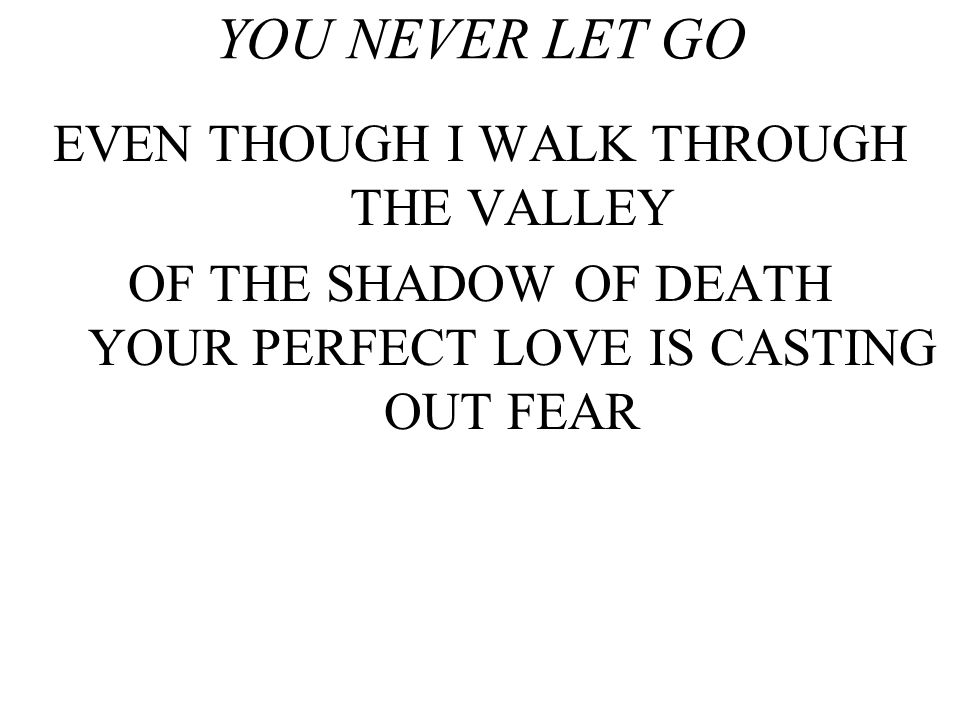YOU NEVER LET GO EVEN THOUGH I WALK THROUGH THE VALLEY