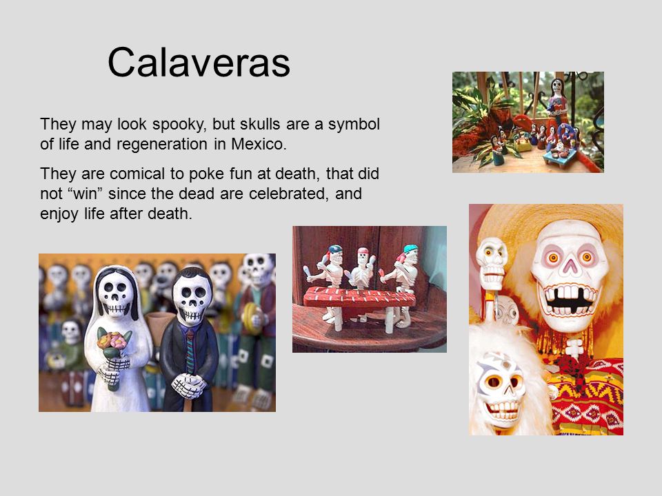 Calaveras They may look spooky, but skulls are a symbol of life and regeneration in Mexico.