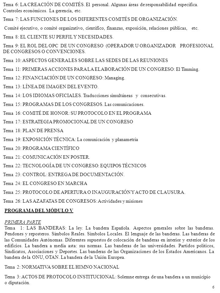 Tema 7: LAS FUNCIONES DE LOS DIFERENTES COMITÉS DE ORGANIZACIÓN.