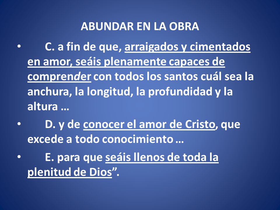 ABUNDAR EN LA OBRA