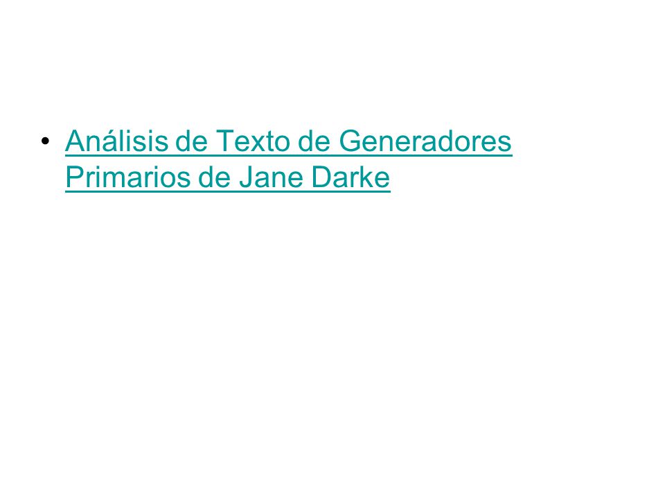 Análisis de Texto de Generadores Primarios de Jane Darke