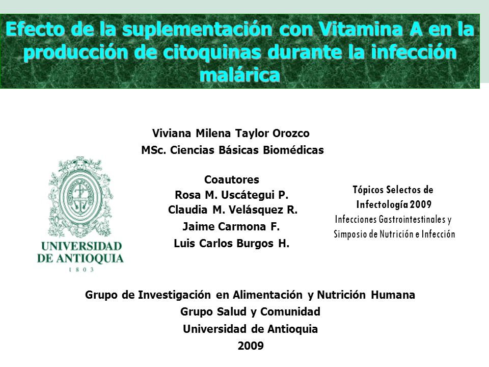 Efecto de la suplementación con Vitamina A en la producción de citoquinas durante la infección malárica