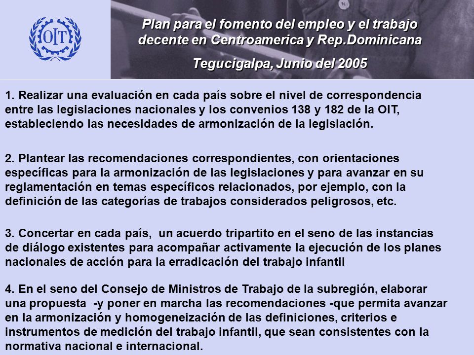 Plan para el fomento del empleo y el trabajo decente en Centroamerica y Rep.Dominicana