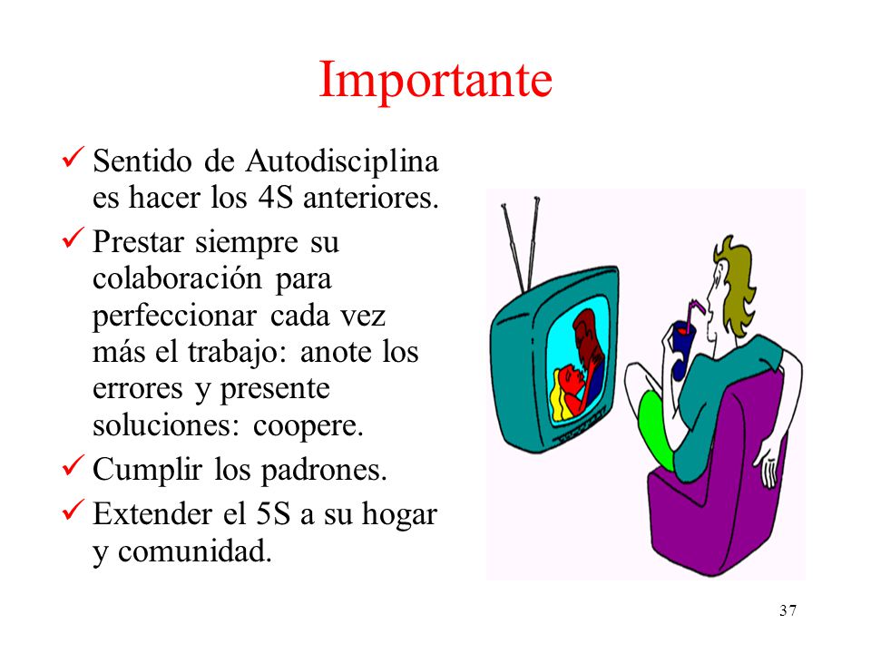 Importante Sentido de Autodisciplina es hacer los 4S anteriores.