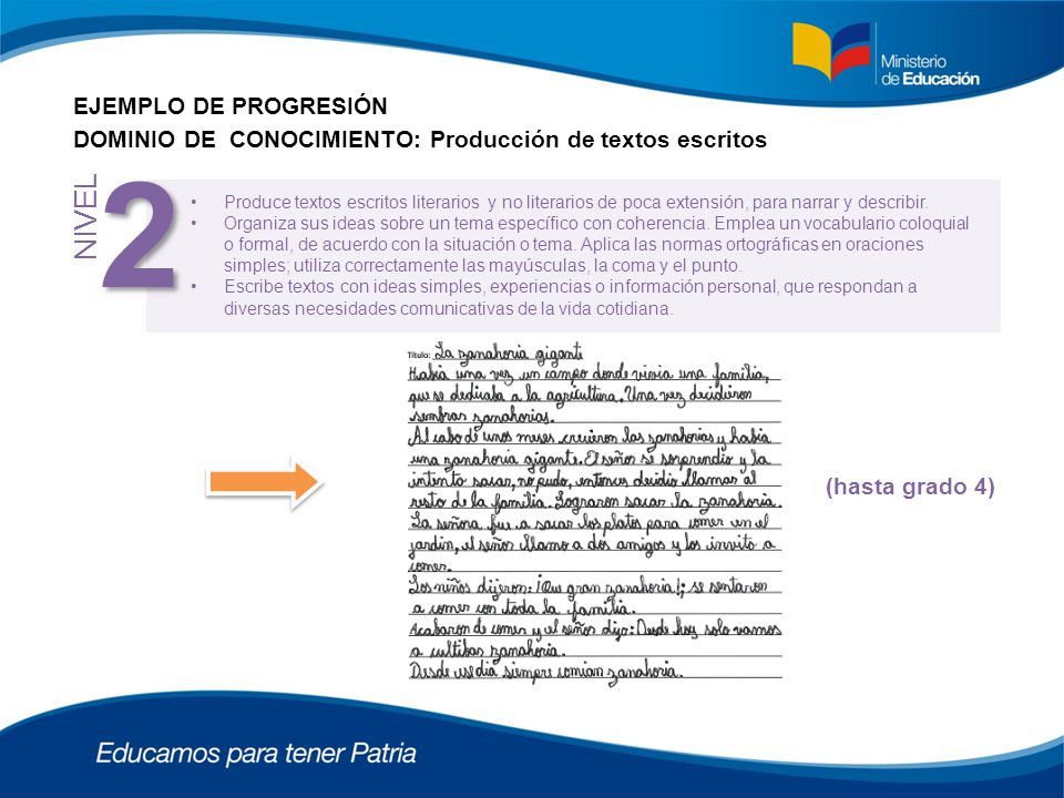 2 NIVEL EJEMPLO DE PROGRESIÓN