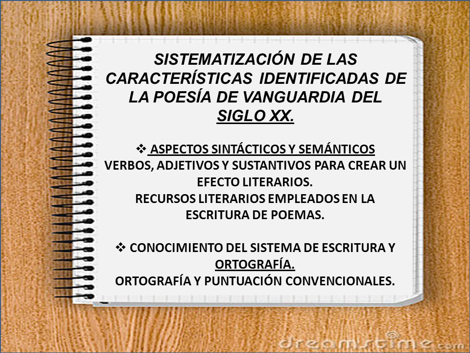 SISTEMATIZACIÓN DE LAS CARACTERÍSTICAS IDENTIFICADAS DE LA POESÍA DE VANGUARDIA DEL SIGLO XX.