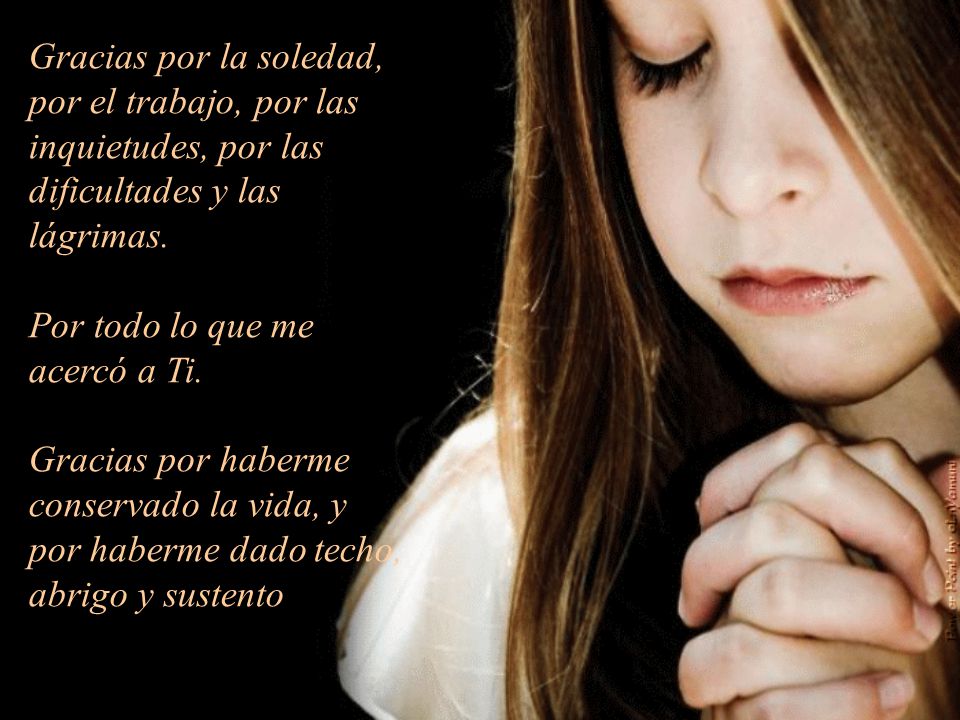 Gracias por la soledad, por el trabajo, por las inquietudes, por las dificultades y las lágrimas.
