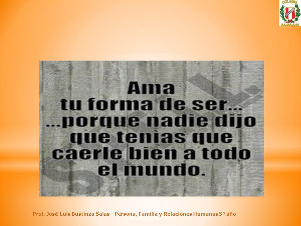 Prof. José Luis Bustinza Salas - Persona, Familia y Relaciones Humanas 5º año