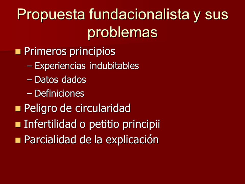 Propuesta fundacionalista y sus problemas