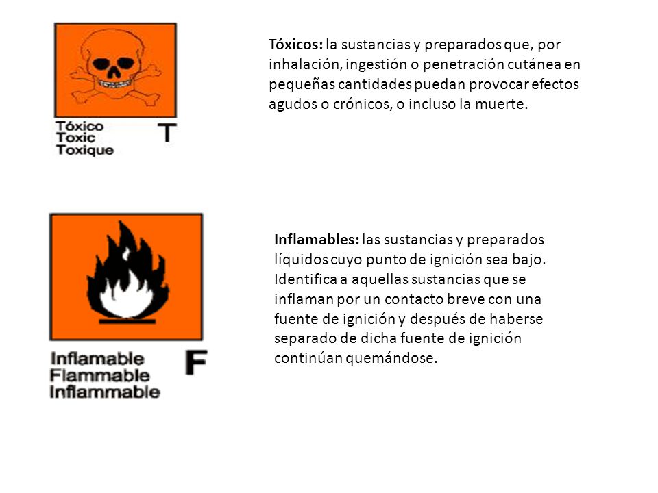 Tóxicos: la sustancias y preparados que, por inhalación, ingestión o penetración cutánea en pequeñas cantidades puedan provocar efectos agudos o crónicos, o incluso la muerte.