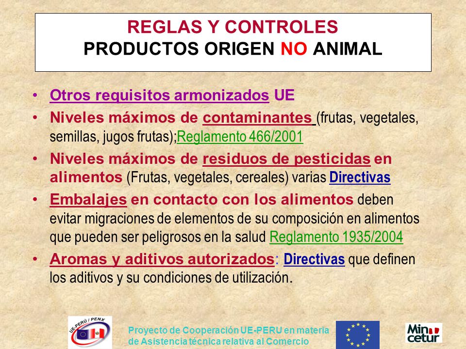 REGLAS Y CONTROLES PRODUCTOS ORIGEN NO ANIMAL