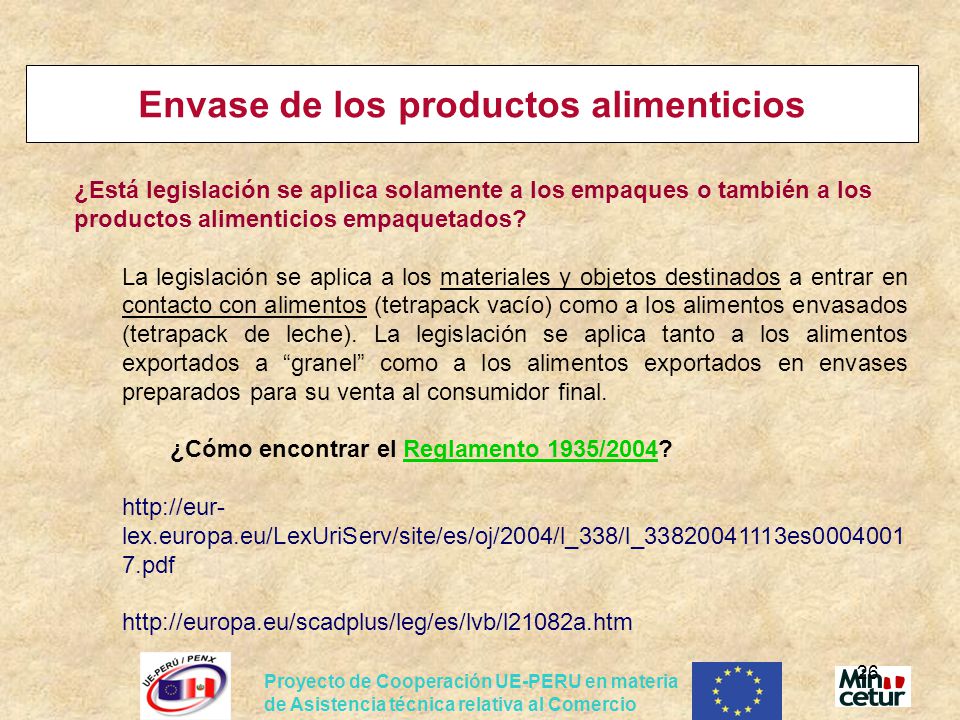 Envase de los productos alimenticios