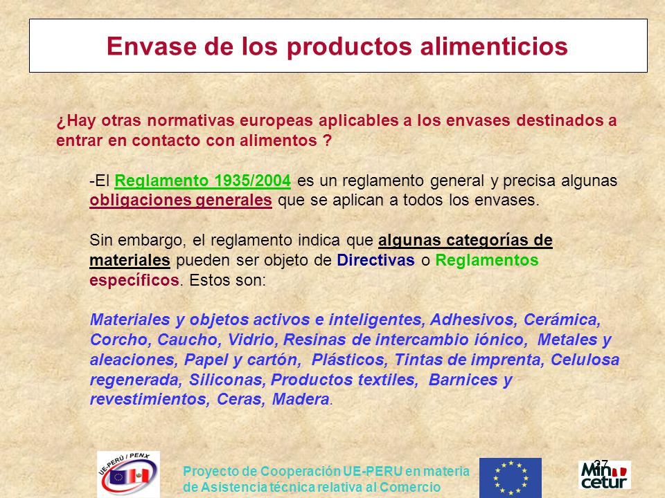 Envase de los productos alimenticios