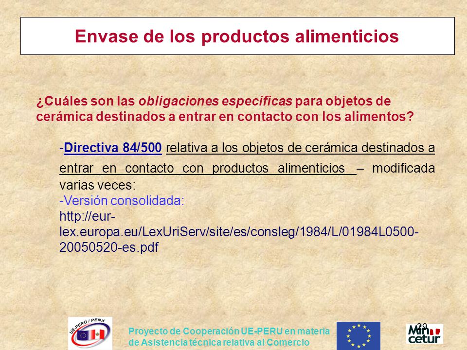 Envase de los productos alimenticios