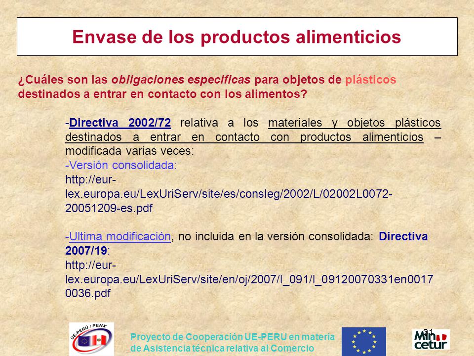 Envase de los productos alimenticios