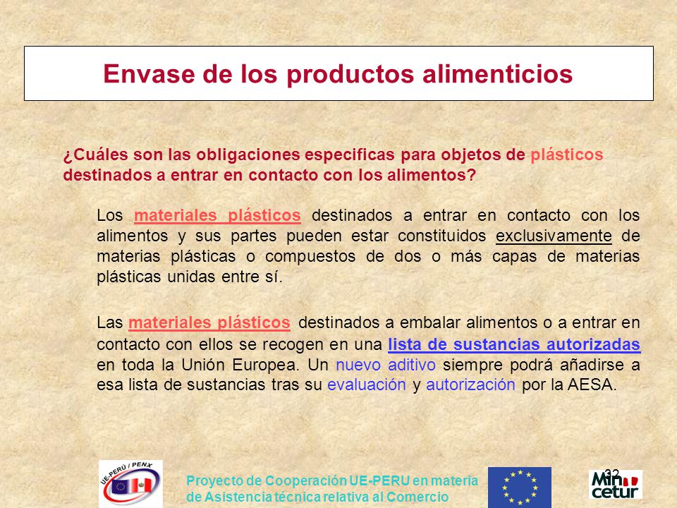 Envase de los productos alimenticios