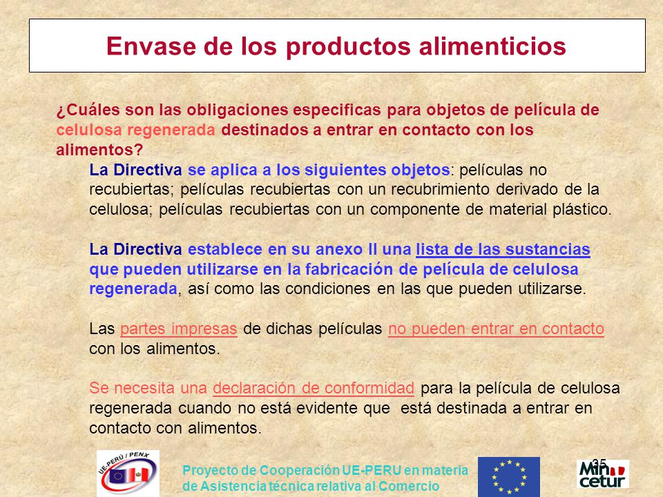 Envase de los productos alimenticios