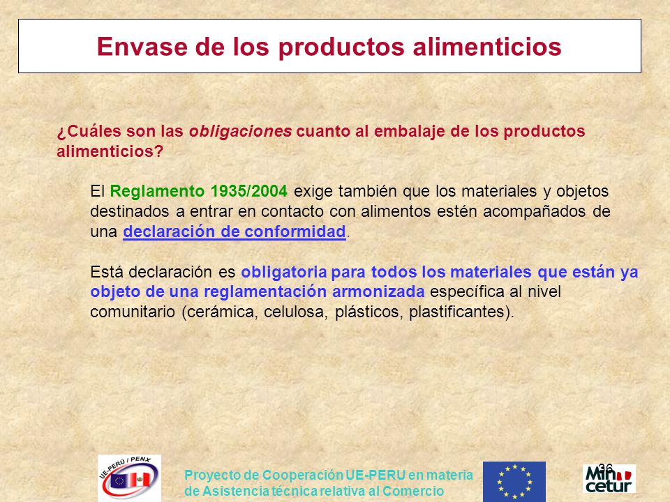 Envase de los productos alimenticios