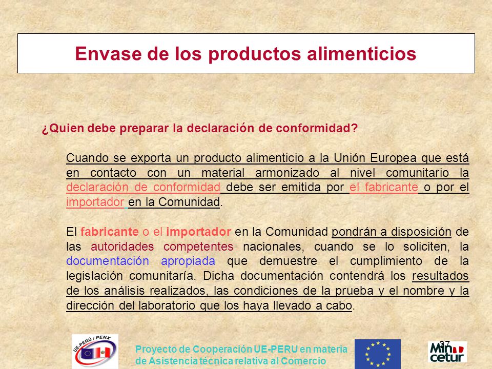 Envase de los productos alimenticios