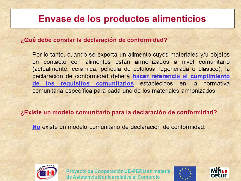 Envase de los productos alimenticios