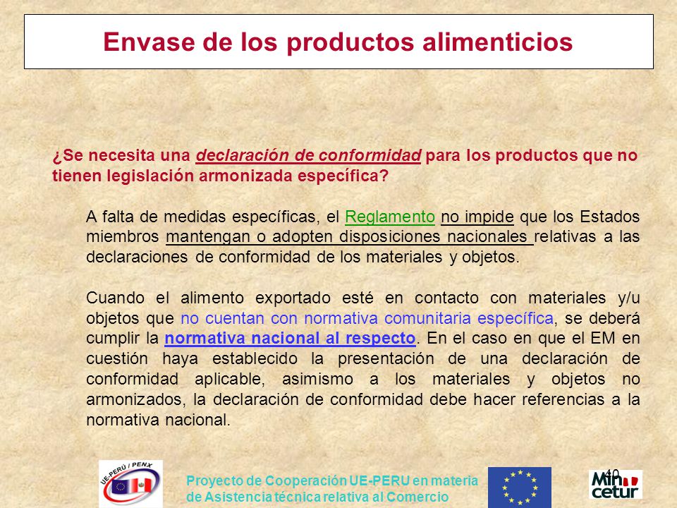 Envase de los productos alimenticios