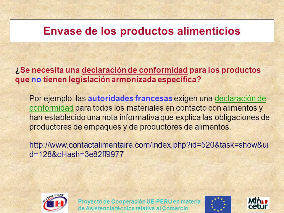 Envase de los productos alimenticios