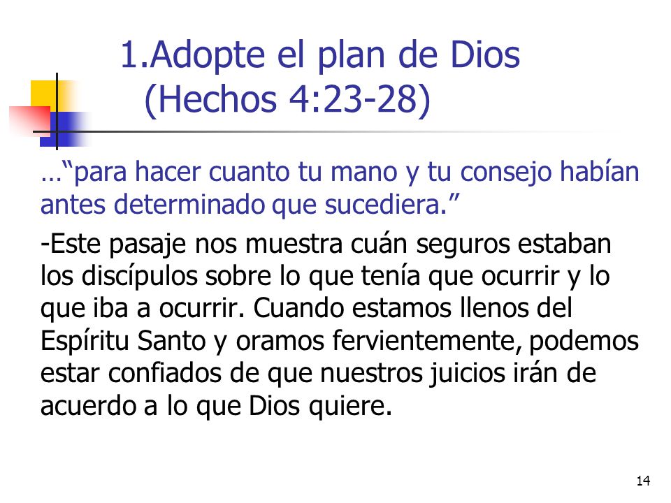 Adopte el plan de Dios (Hechos 4:23-28)
