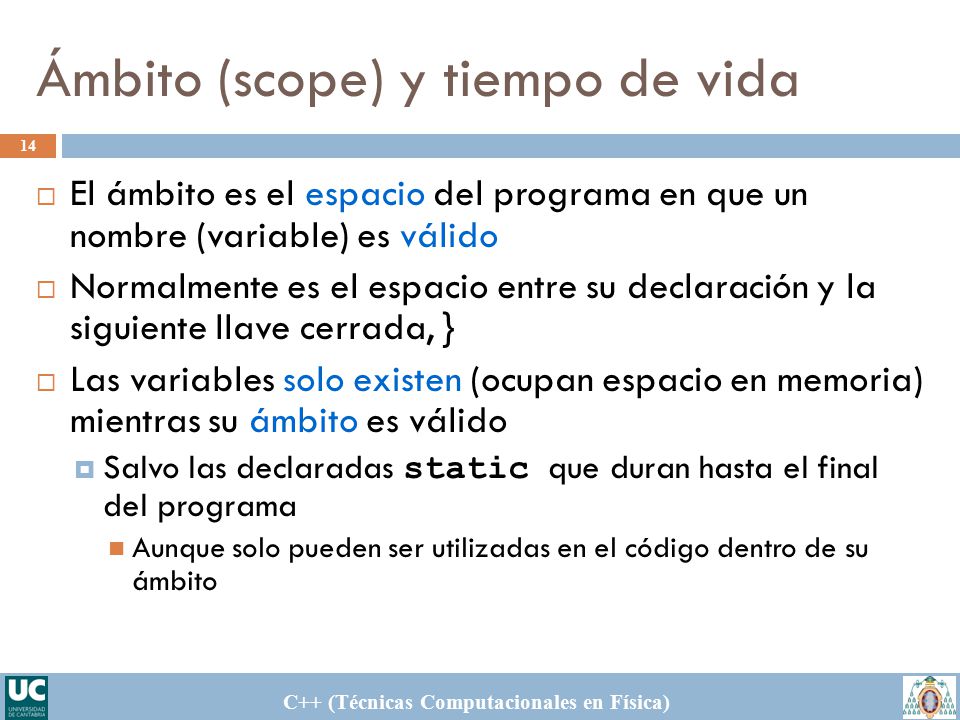 Ámbito (scope) y tiempo de vida