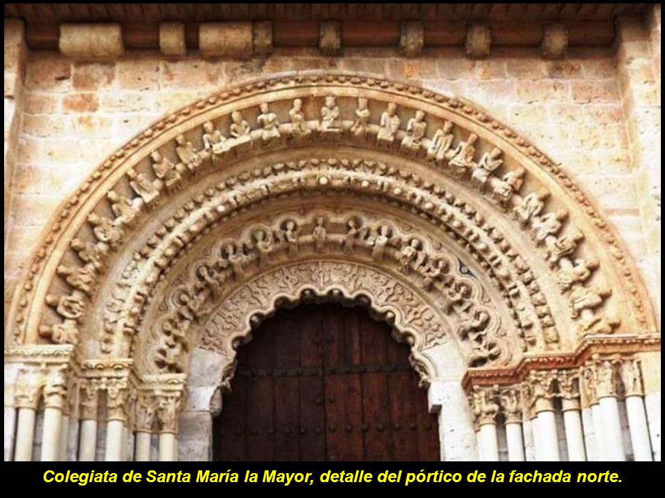 Colegiata de Santa María la Mayor, detalle del pórtico de la fachada norte.