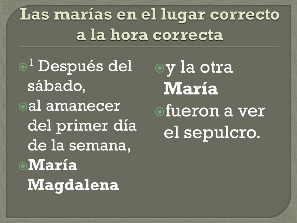 Las marías en el lugar correcto a la hora correcta