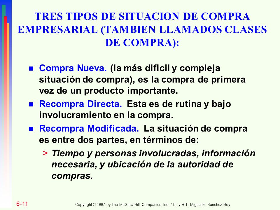 TRES TIPOS DE SITUACION DE COMPRA EMPRESARIAL (TAMBIEN LLAMADOS CLASES DE COMPRA):