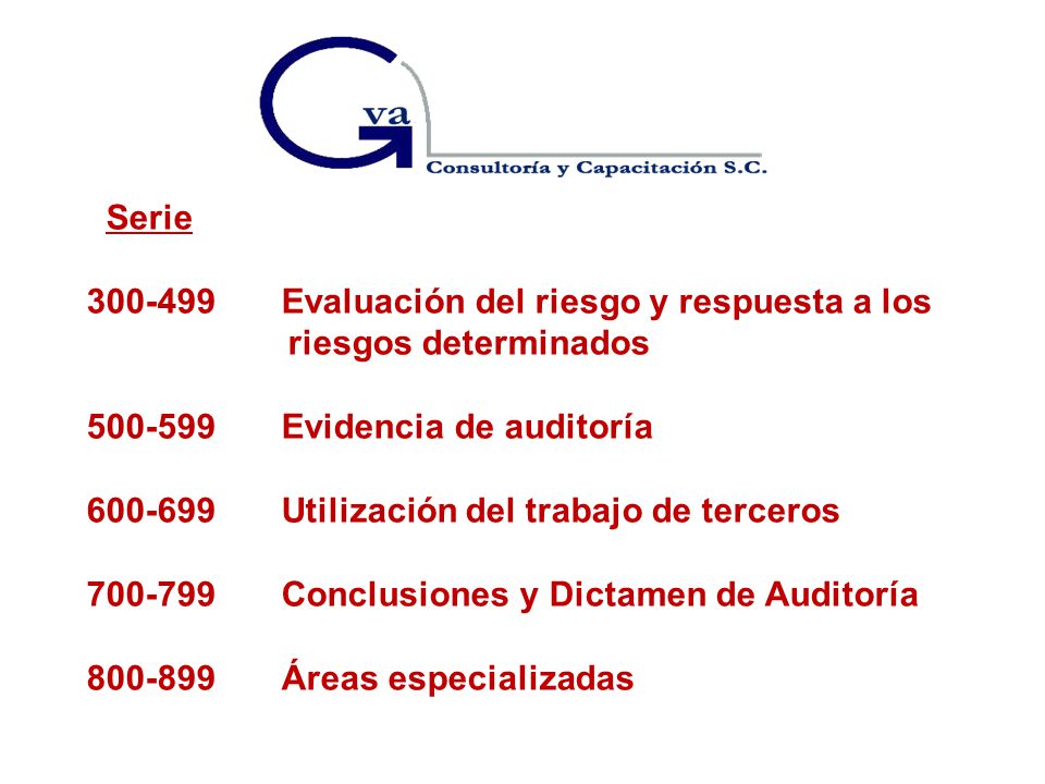 Serie Evaluación del riesgo y respuesta a los. riesgos determinados Evidencia de auditoría.