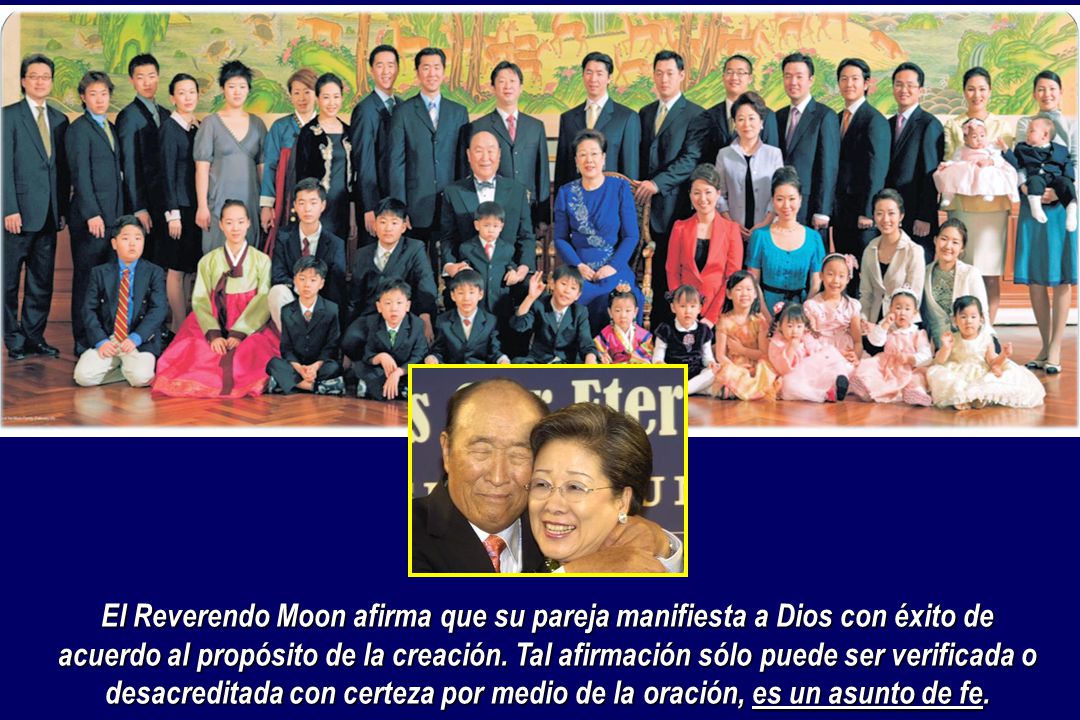 El Reverendo Moon afirma que su pareja manifiesta a Dios con éxito de acuerdo al propósito de la creación.