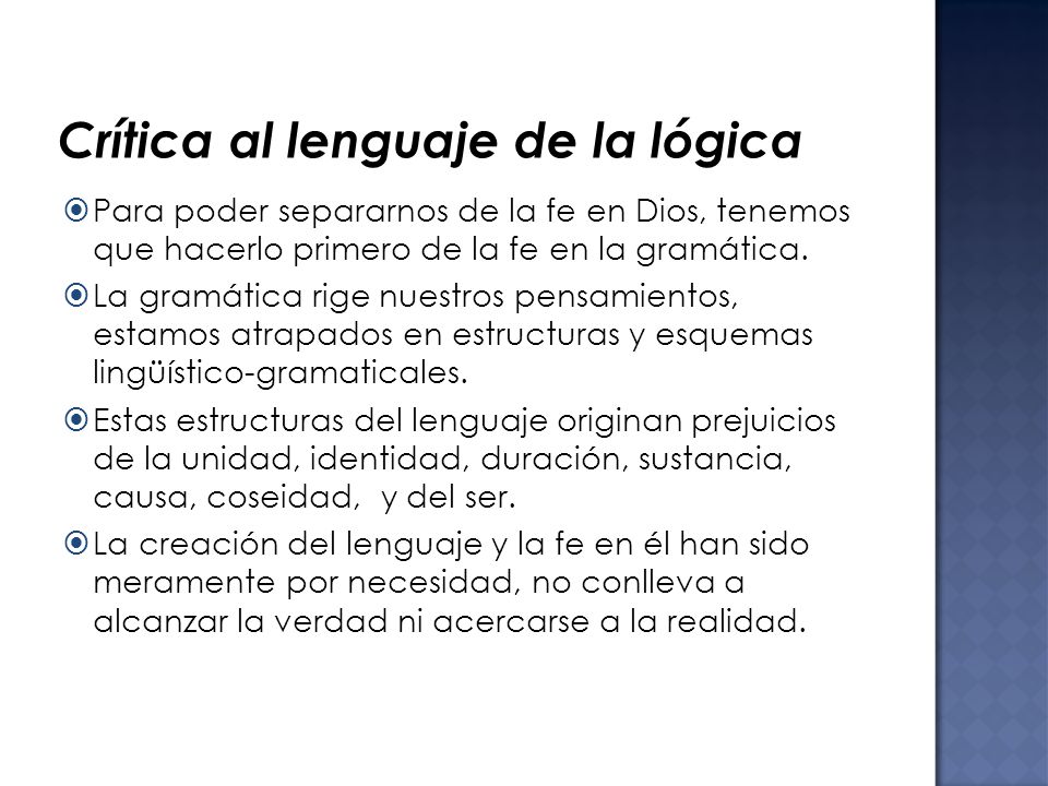 Crítica al lenguaje de la lógica