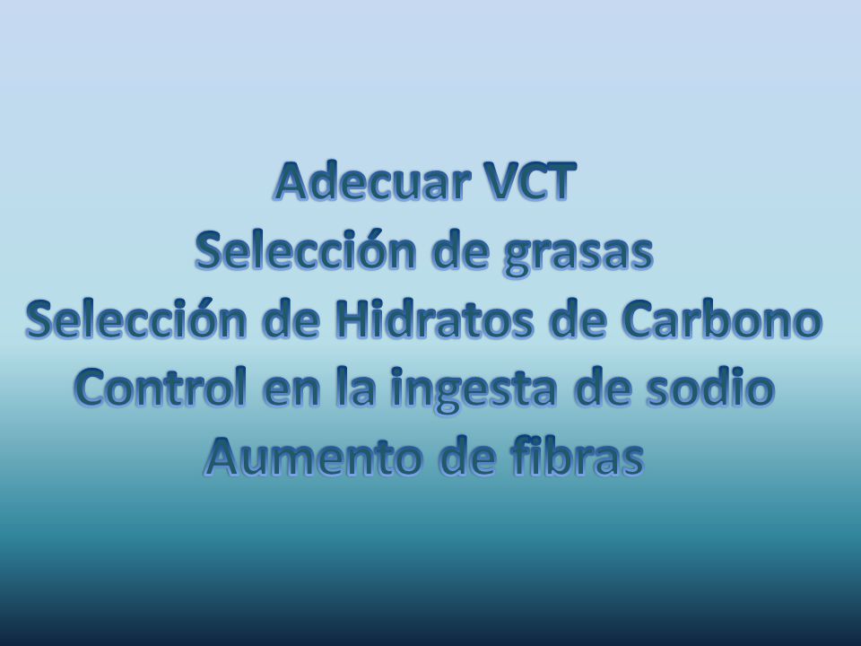 Selección de Hidratos de Carbono Control en la ingesta de sodio