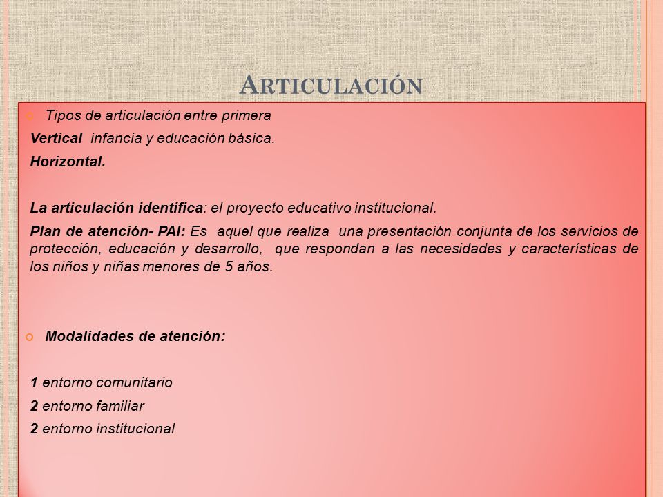 Articulación Tipos de articulación entre primera