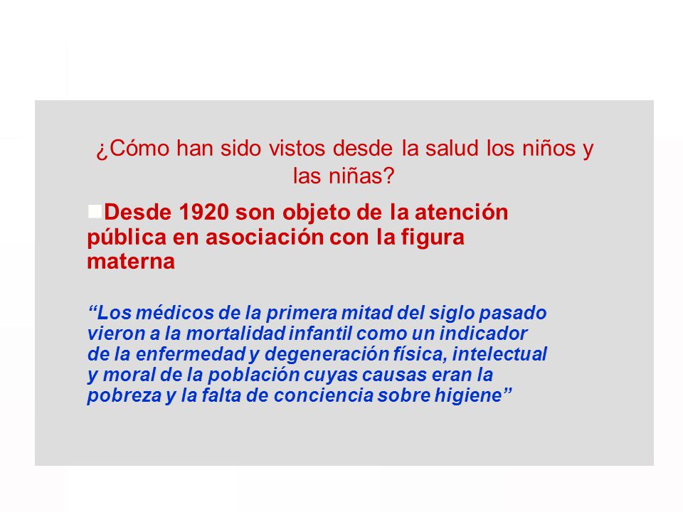 ¿Cómo han sido vistos desde la salud los niños y las niñas