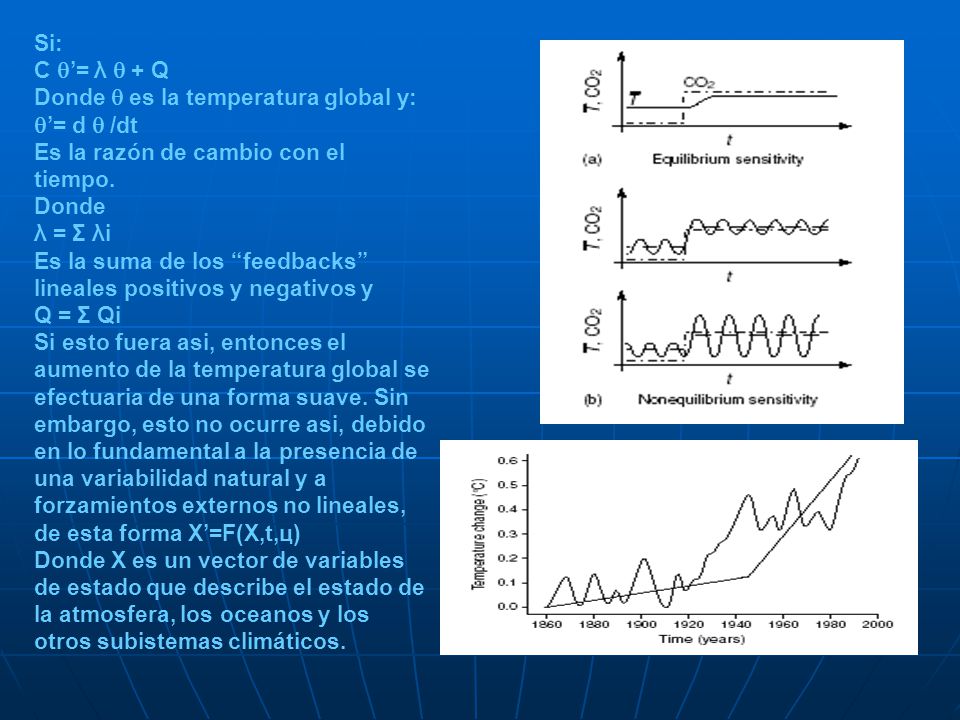 Si: C ’= λ  + Q. Donde  es la temperatura global y: ’= d  /dt. Es la razón de cambio con el tiempo.