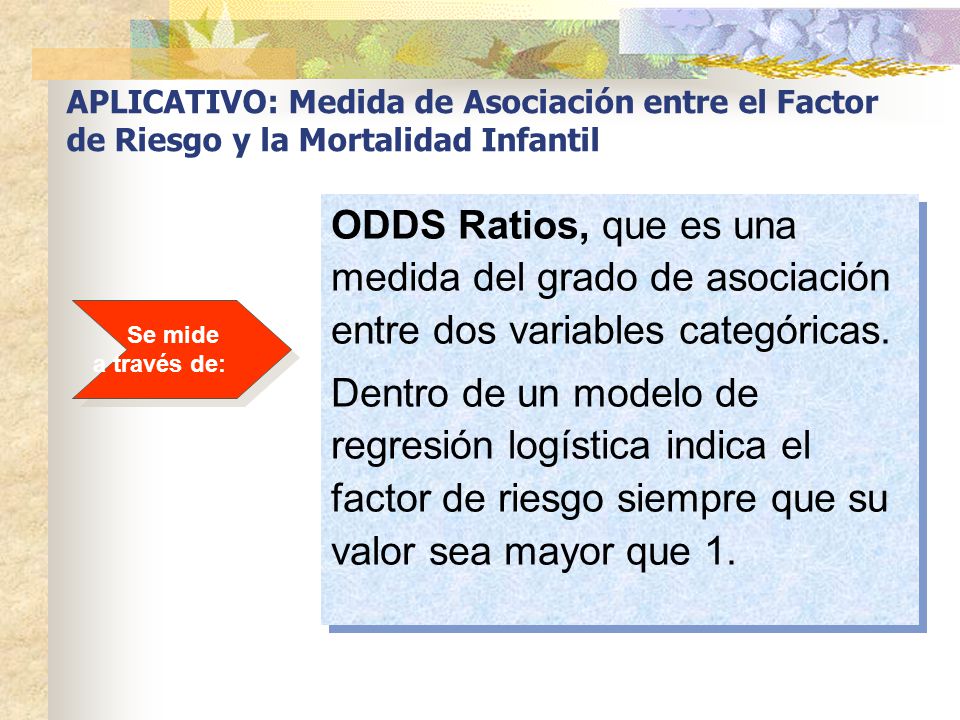 APLICATIVO: Medida de Asociación entre el Factor de Riesgo y la Mortalidad Infantil