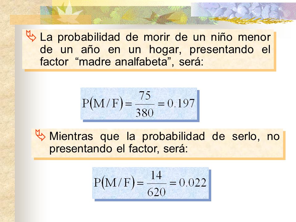 Mientras que la probabilidad de serlo, no presentando el factor, será: