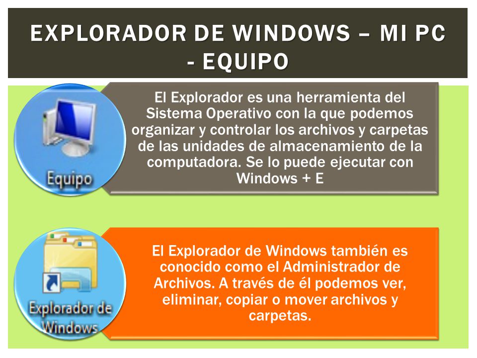 Explorador de Windows – Mi PC - Equipo