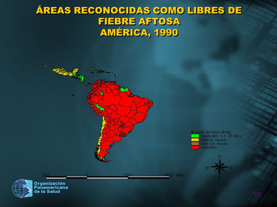 ÁREAS RECONOCIDAS COMO LIBRES DE FIEBRE AFTOSA AMÉRICA, 1990