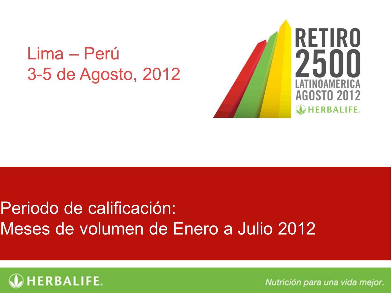 Lima – Perú 3-5 de Agosto, 2012 Periodo de calificación: Meses de volumen de Enero a Julio 2012