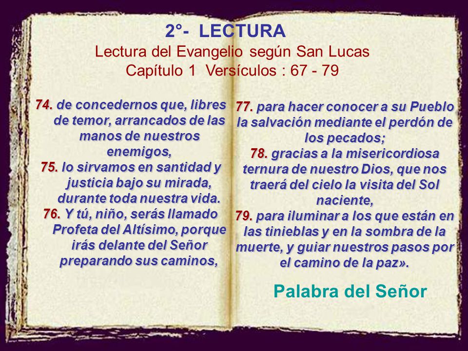Palabra del Señor 2°- LECTURA Lectura del Evangelio según San Lucas