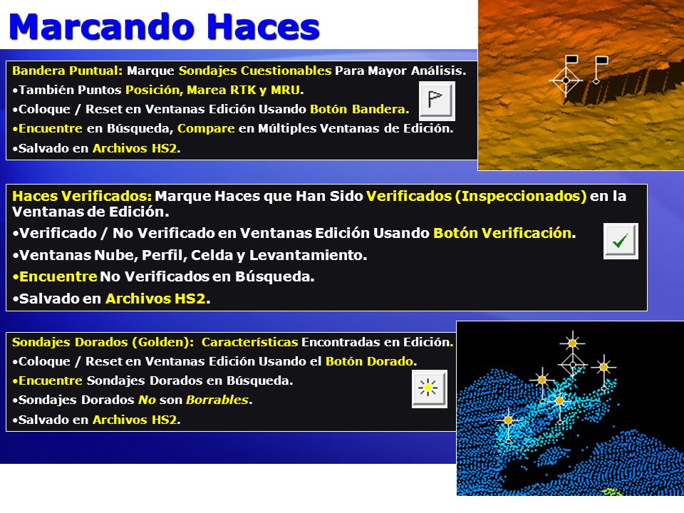 Marcando Haces Bandera Puntual: Marque Sondajes Cuestionables Para Mayor Análisis. También Puntos Posición, Marea RTK y MRU.