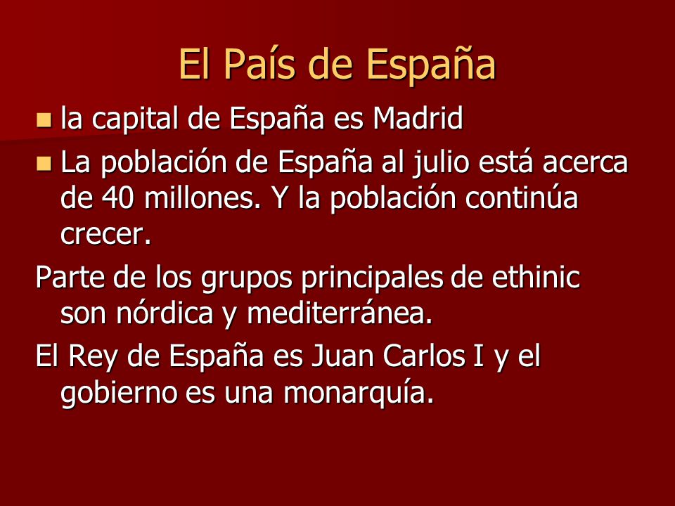 El País de España la capital de España es Madrid