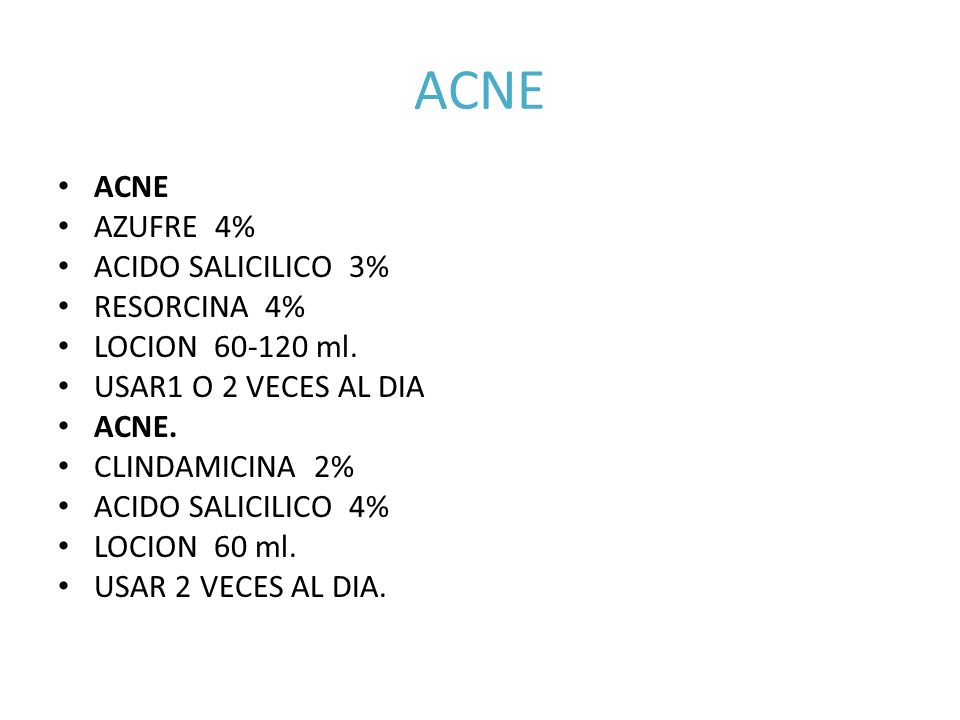 ACNE ACNE AZUFRE 4% ACIDO SALICILICO 3% RESORCINA 4% LOCION ml.