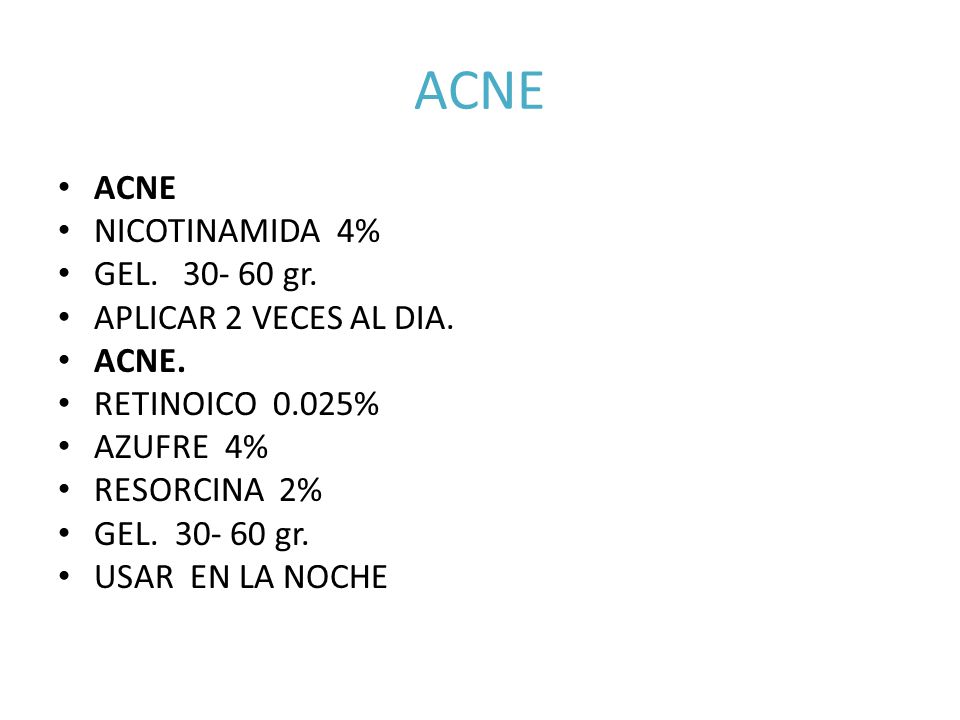 ACNE ACNE NICOTINAMIDA 4% GEL gr. APLICAR 2 VECES AL DIA.